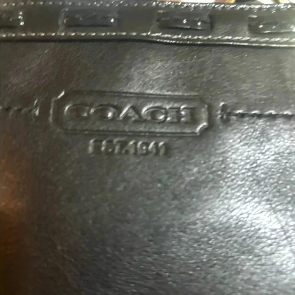 Coach black leather satchel handbag